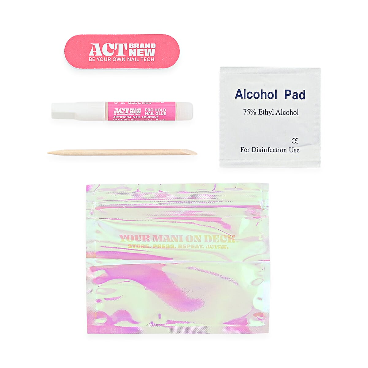 TLV Act Brand New Press On Nail Kit- These Petals, Don't Settle (Nude with Floral & Crystal Accents) image number 3