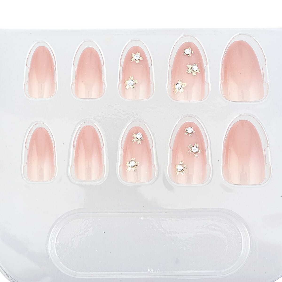 TLV Act Brand New Press On Nail Kit- These Petals, Don't Settle (Nude with Floral & Crystal Accents) image number 4