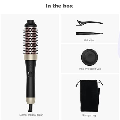 Disstar Heated Round Hair Brush (Straightener, Curler, & Comb)