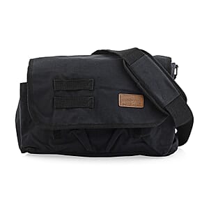 Vegas Closeout Filos Black Canvas Messenger Bag
