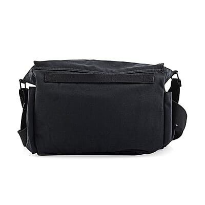 Vegas Closeout Filos Black Canvas Messenger Bag