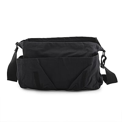Vegas Closeout Filos Black Canvas Messenger Bag