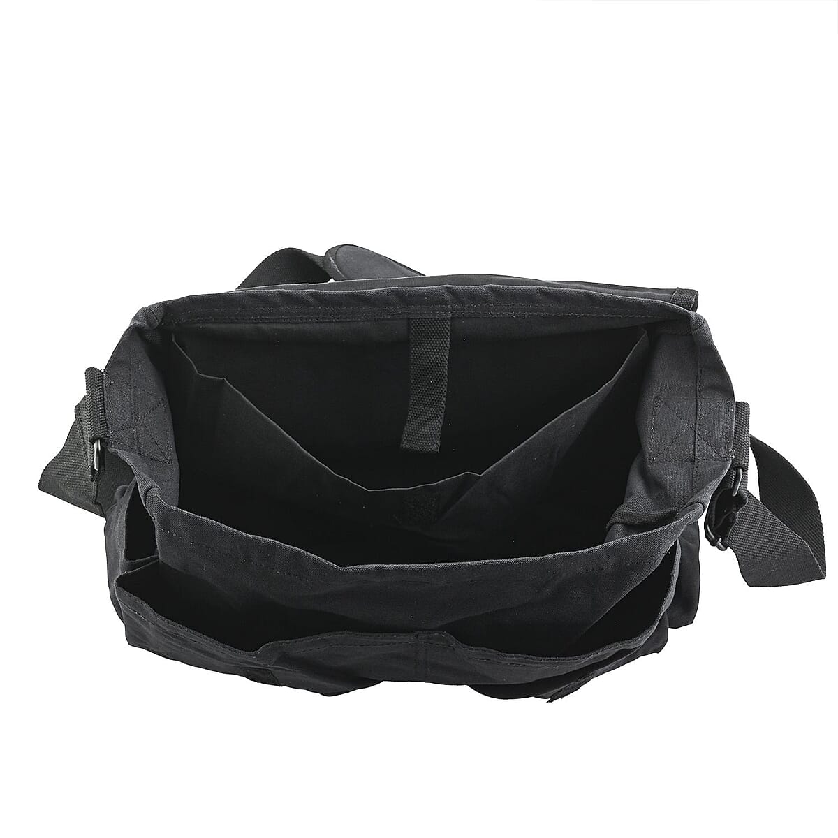 Vegas Closeout Filos Black Canvas Messenger Bag image number 5