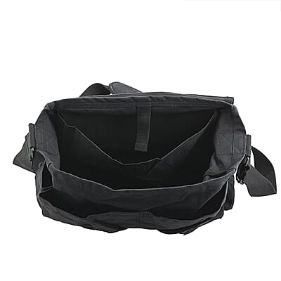 Vegas Closeout Filos Black Canvas Messenger Bag
