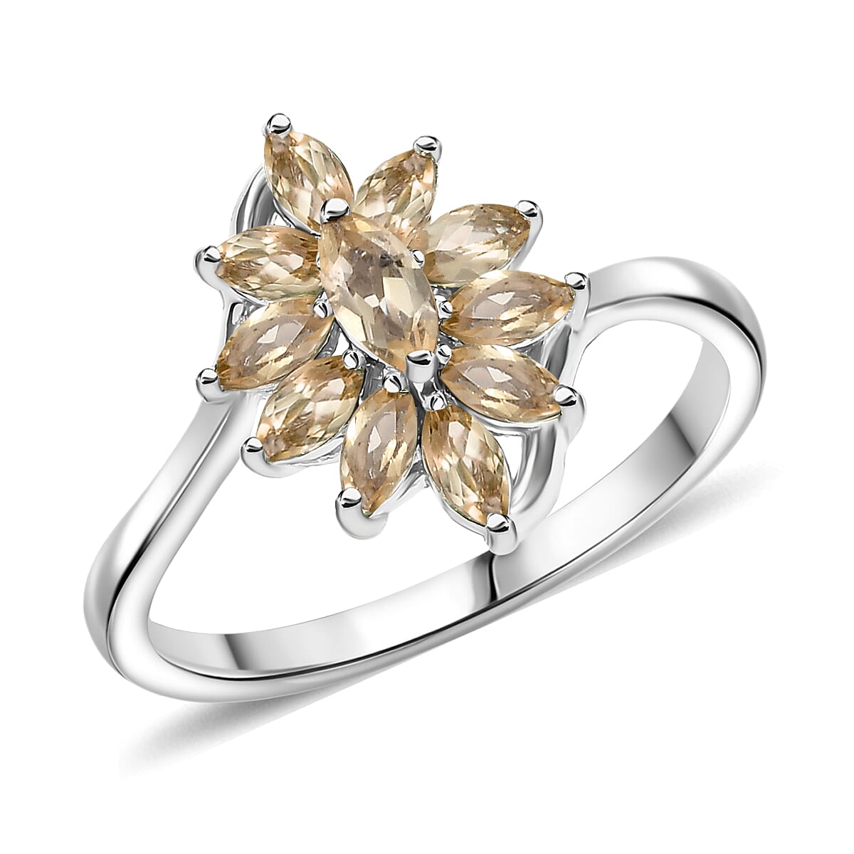 D'Joy Brazilian Citrine 0.90 ctw Ring in Rhodium Over Sterling Silver (Size 5.0) image number 0