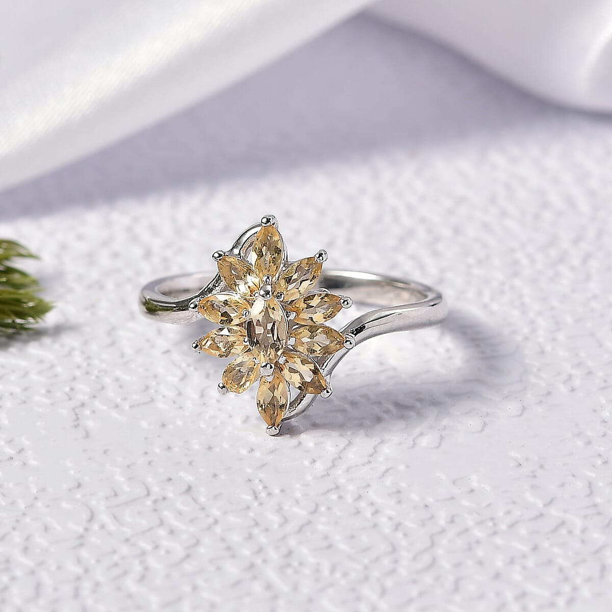 D'Joy Brazilian Citrine 0.90 ctw Ring in Rhodium Over Sterling Silver (Size 5.0) image number 1