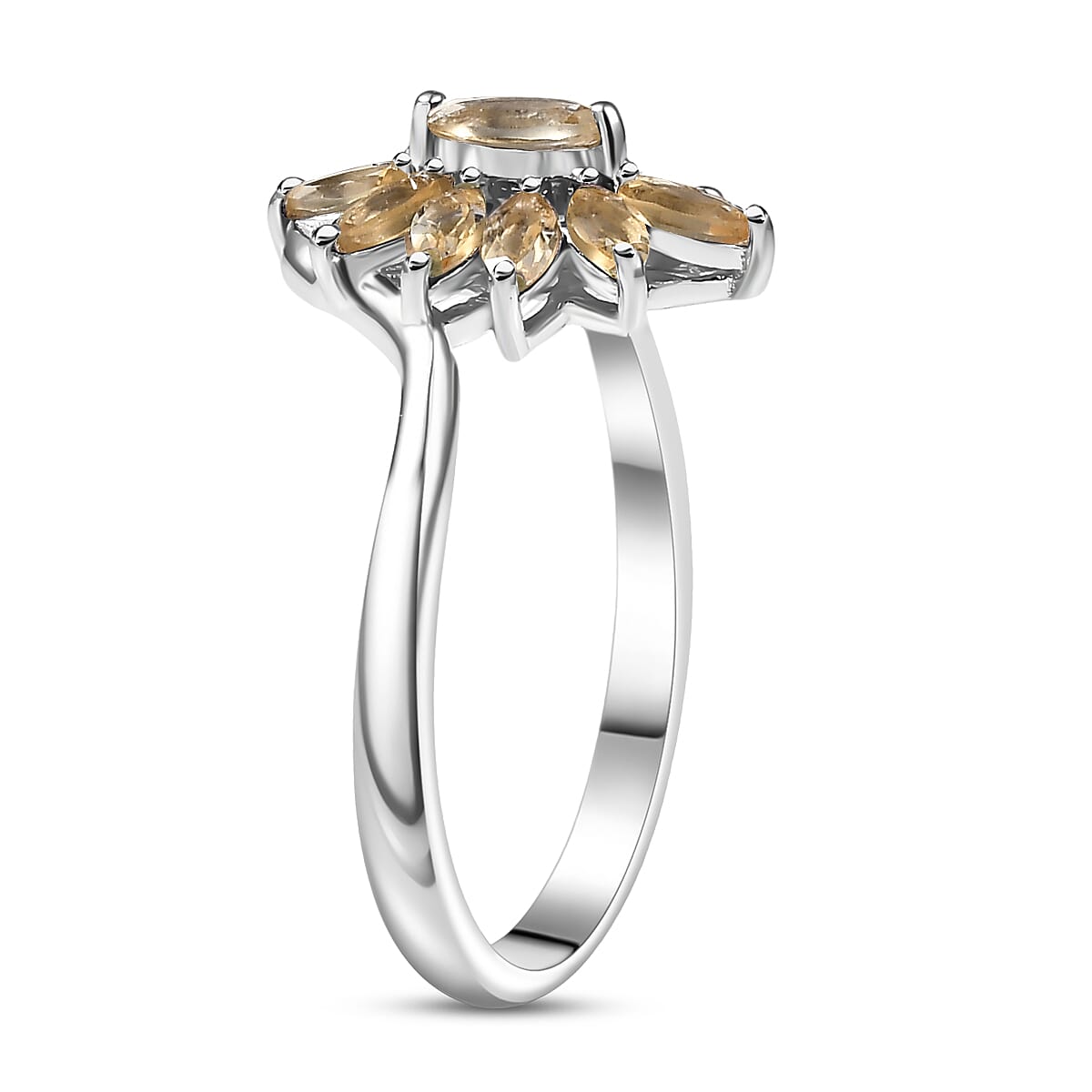 D'Joy Brazilian Citrine 0.90 ctw Ring in Rhodium Over Sterling Silver (Size 5.0) image number 3