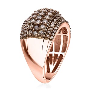 D'Joy Natural Champagne Diamond Ring in 18K Vermeil RG Over Sterling Silver 2.00 ctw (Size 5.0)