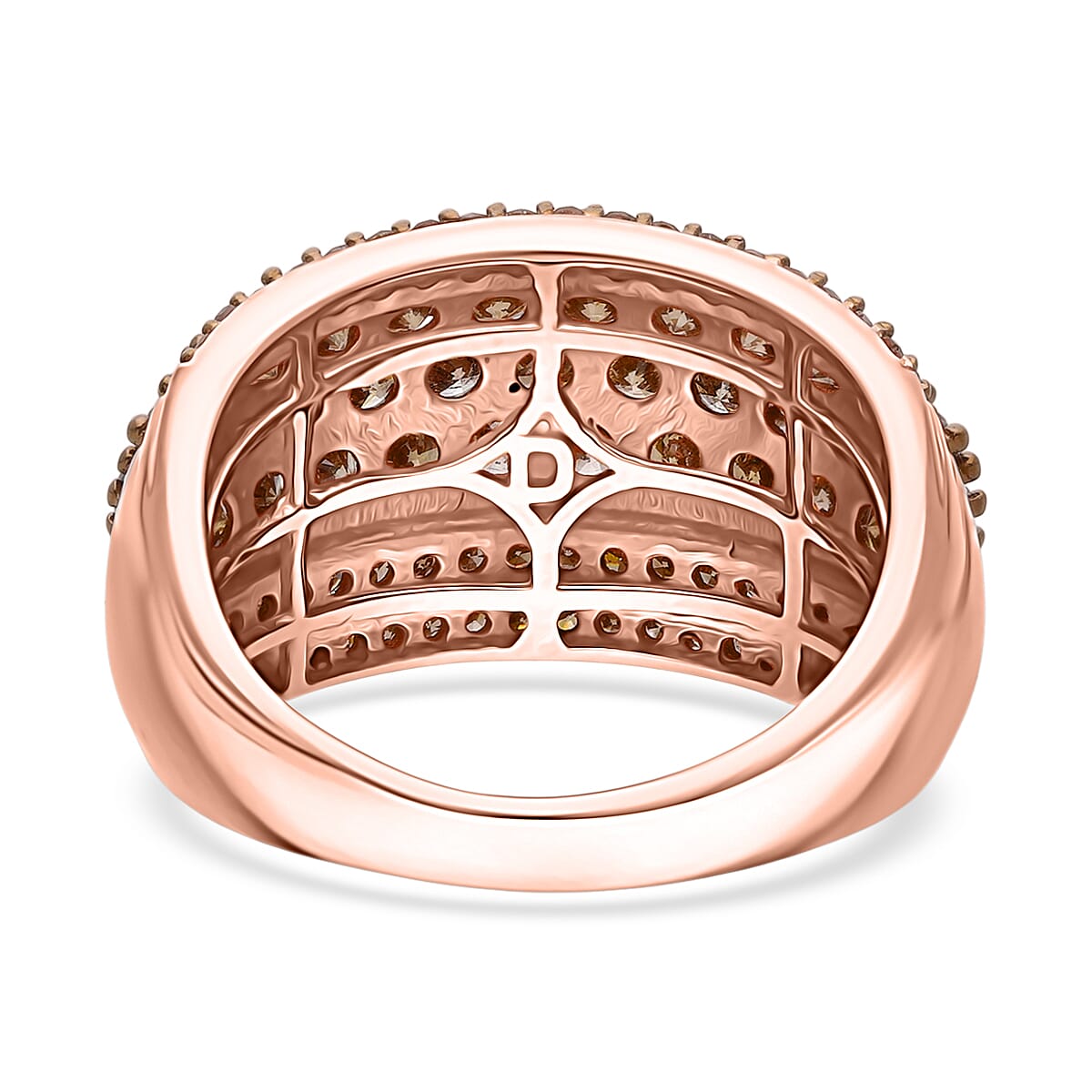 Doorbuster D'Joy Natural Champagne Diamond 2.00 ctw Moonlit Cascade Ring in 18K Vermeil Rose Gold Over Sterling Silver (Size 5.0) image number 3