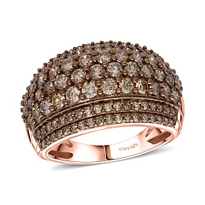 Doorbuster D'Joy Natural Champagne Diamond 2.00 ctw Moonlit Cascade Ring in 18K Vermeil Rose Gold Over Sterling Silver (Size 8.0)