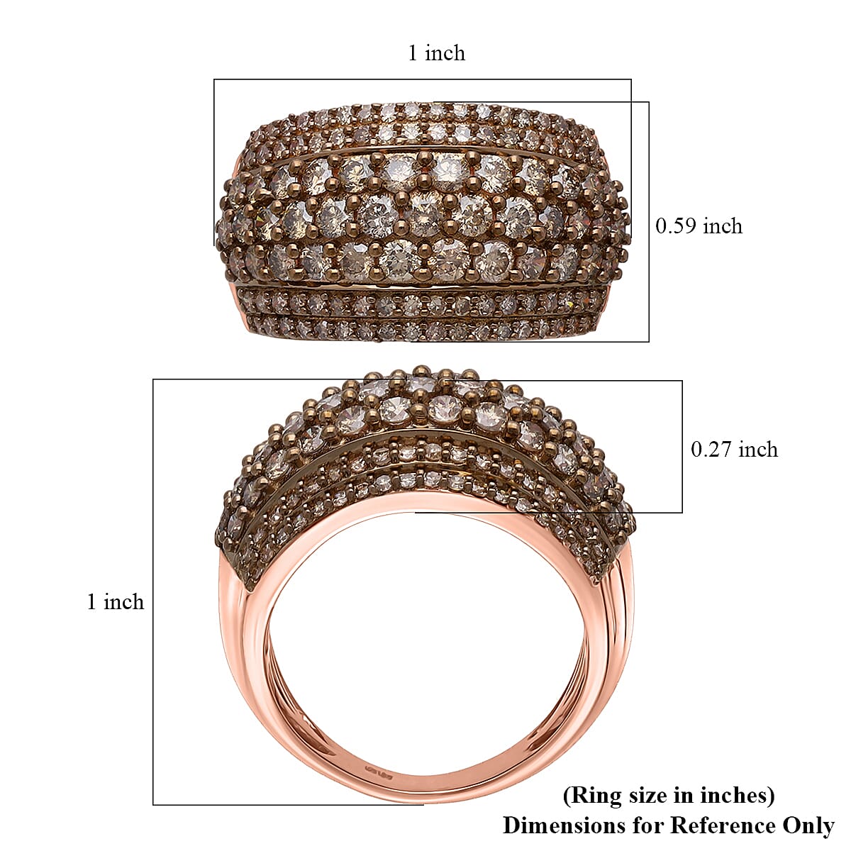 Doorbuster D'Joy Natural Champagne Diamond 2.00 ctw Moonlit Cascade Ring in 18K Vermeil Rose Gold Over Sterling Silver (Size 8.0) image number 4