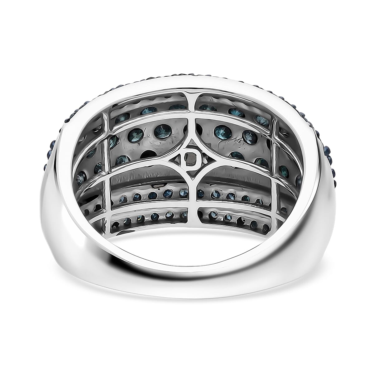 Doorbuster D'Joy Blue Diamond 2.00 ctw Moonlit Cascade Ring in Rhodium Over Sterling Silver (Size 8.0) image number 3