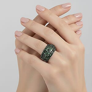 D'Joy  Green Diamond Ring in Rhodium Over Sterling Silver 2.00 ctw (Size 10.0)