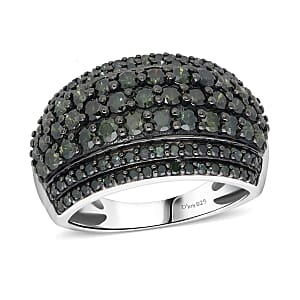 Doorbuster D'Joy Green Diamond 2.00 ctw Moonlit Cascade Ring in Rhodium Over Sterling Silver (Size 6.0)