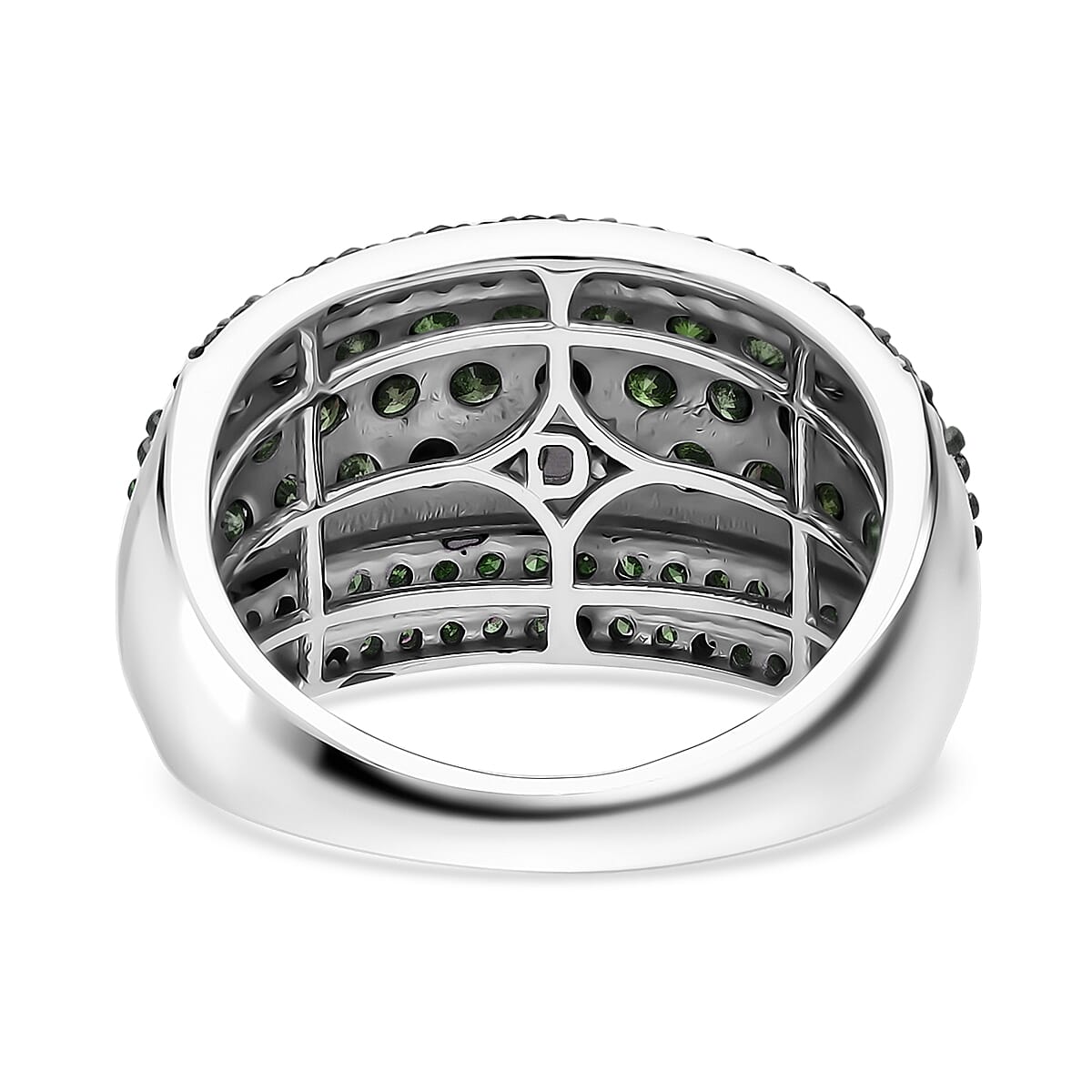 Doorbuster D'Joy Green Diamond 2.00 ctw Moonlit Cascade Ring in Rhodium Over Sterling Silver (Size 6.0) image number 2