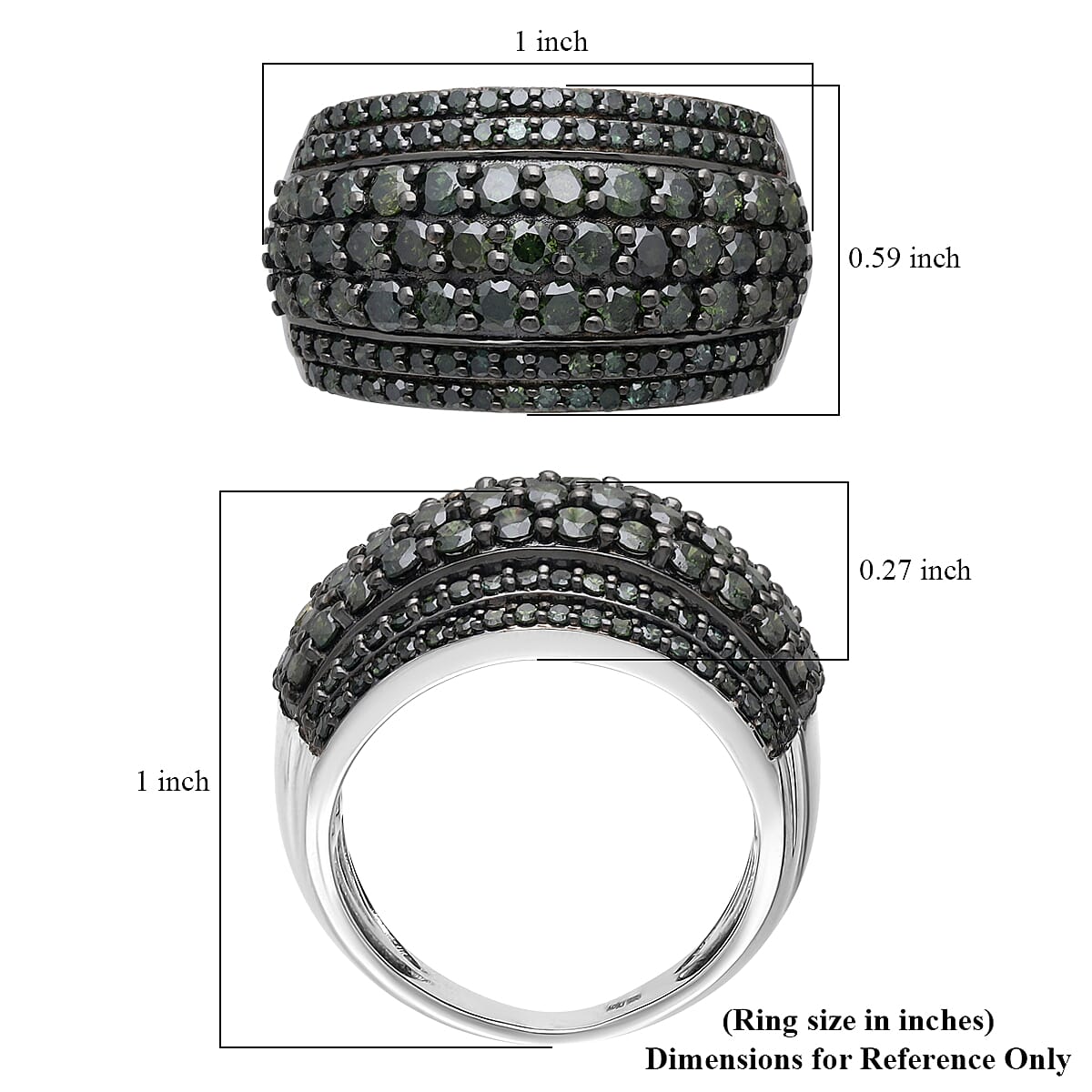 D'Joy  Green Diamond Ring in Rhodium Over Sterling Silver 2.00 ctw (Size 9.0) image number 1