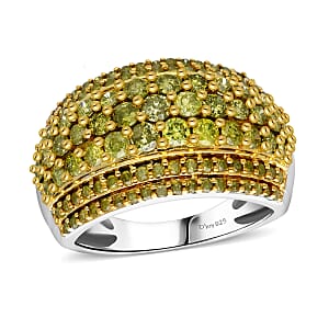 D'Joy  Yellow Diamond Ring in Rhodium Over Sterling Silver 2.00 ctw (Size 10.0)