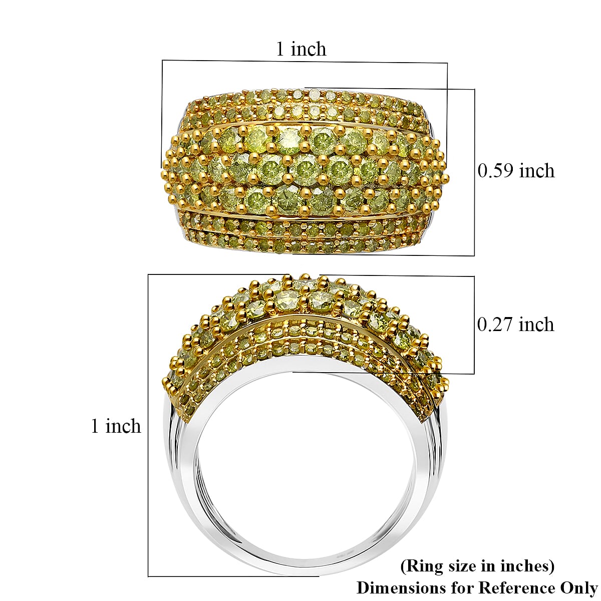 D'Joy  Yellow Diamond Ring in Rhodium Over Sterling Silver 2.00 ctw (Size 5.0) image number 1