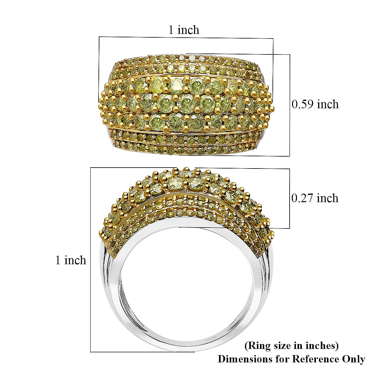 D'Joy  Yellow Diamond Ring in Rhodium Over Sterling Silver 2.00 ctw (Size 6.0) image number 3