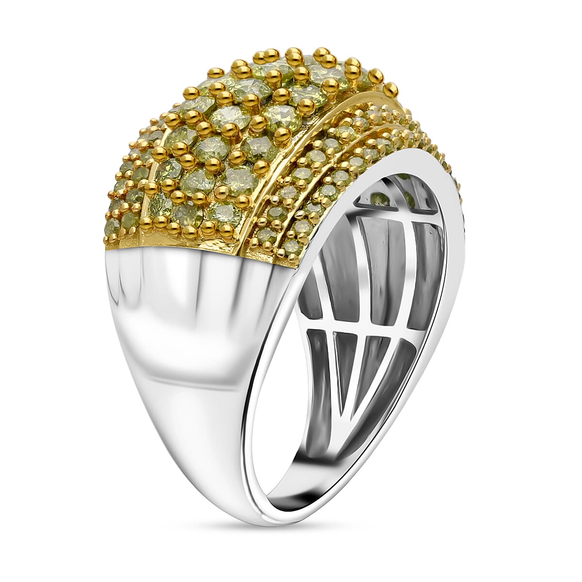 Doorbuster D'Joy Yellow Diamond 2.00 ctw Moonlit Cascade Ring in Rhodium Over Sterling Silver (Size 8.0) image number 2