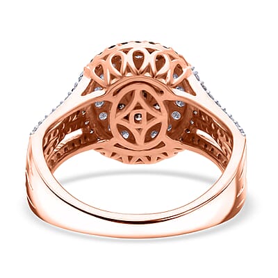  D'Joy Natural Champagne and White Diamond 1.00 ctw Desert Sunrise Ring in 18K Vermeil Rose Gold Over Sterling Silver (Size 5.0)