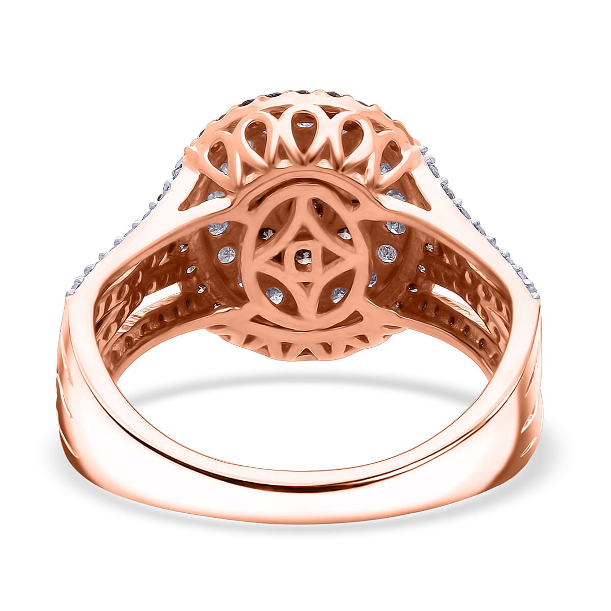 Doorbuster D'Joy Natural Champagne and White Diamond 1.00 ctw Desert Sunrise Ring in 18K Vermeil Rose Gold Over Sterling Silver (Size 6.0) image number 4