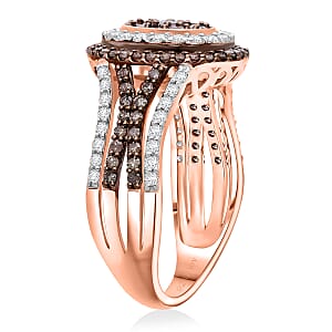 Doorbuster D'Joy Natural Champagne and White Diamond 1.00 ctw Desert Sunrise Ring in 18K Vermeil Rose Gold Over Sterling Silver (Size 8.0)