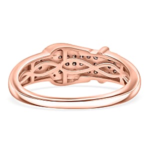 Doorbuster D'Joy Natural Champagne and White Diamond 0.25 ctw Buckle Ring in 18K Vermeil Rose Gold Over Sterling Silver (Size 10.0)