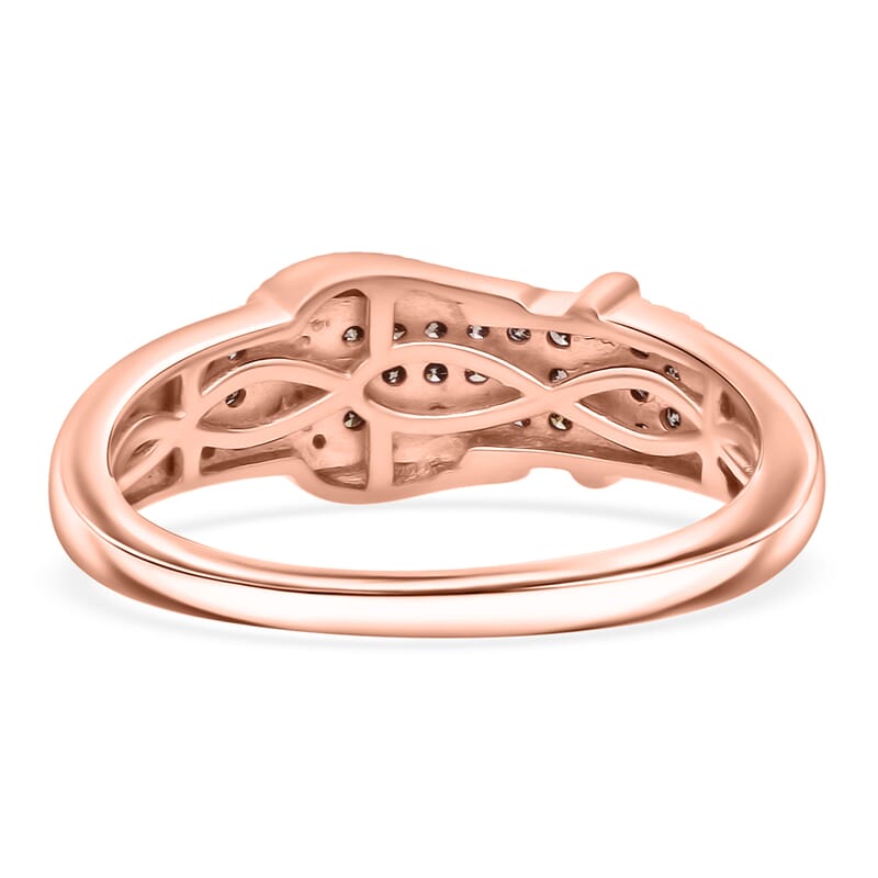  D'Joy Natural Champagne and White Diamond 0.25 ctw Buckle Ring in 18K Vermeil Rose Gold Over Sterling Silver (Size 7.0)