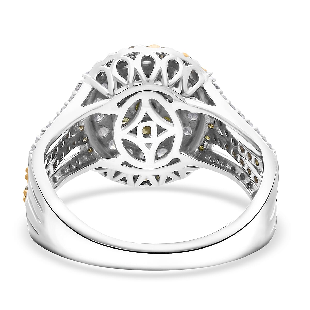 Doorbuster D'Joy Yellow and White Diamond 1.00 ctw Desert Sunrise Ring in Rhodium Over Sterling Silver (Size 10.0) image number 4