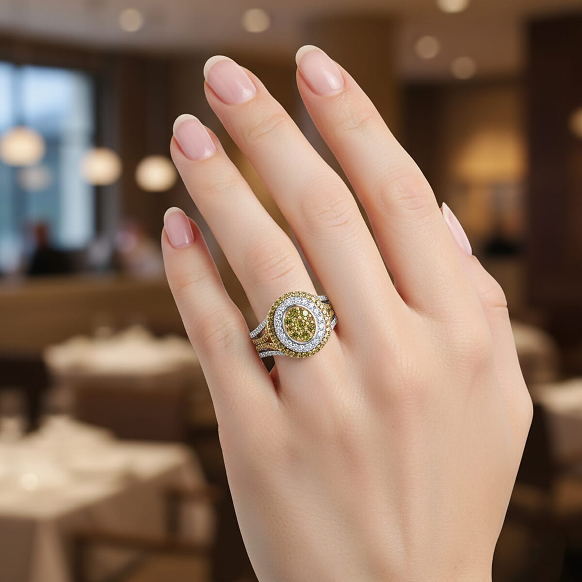 Doorbuster D'Joy Yellow and White Diamond 1.00 ctw Desert Sunrise Ring in Rhodium Over Sterling Silver (Size 7.0) image number 2