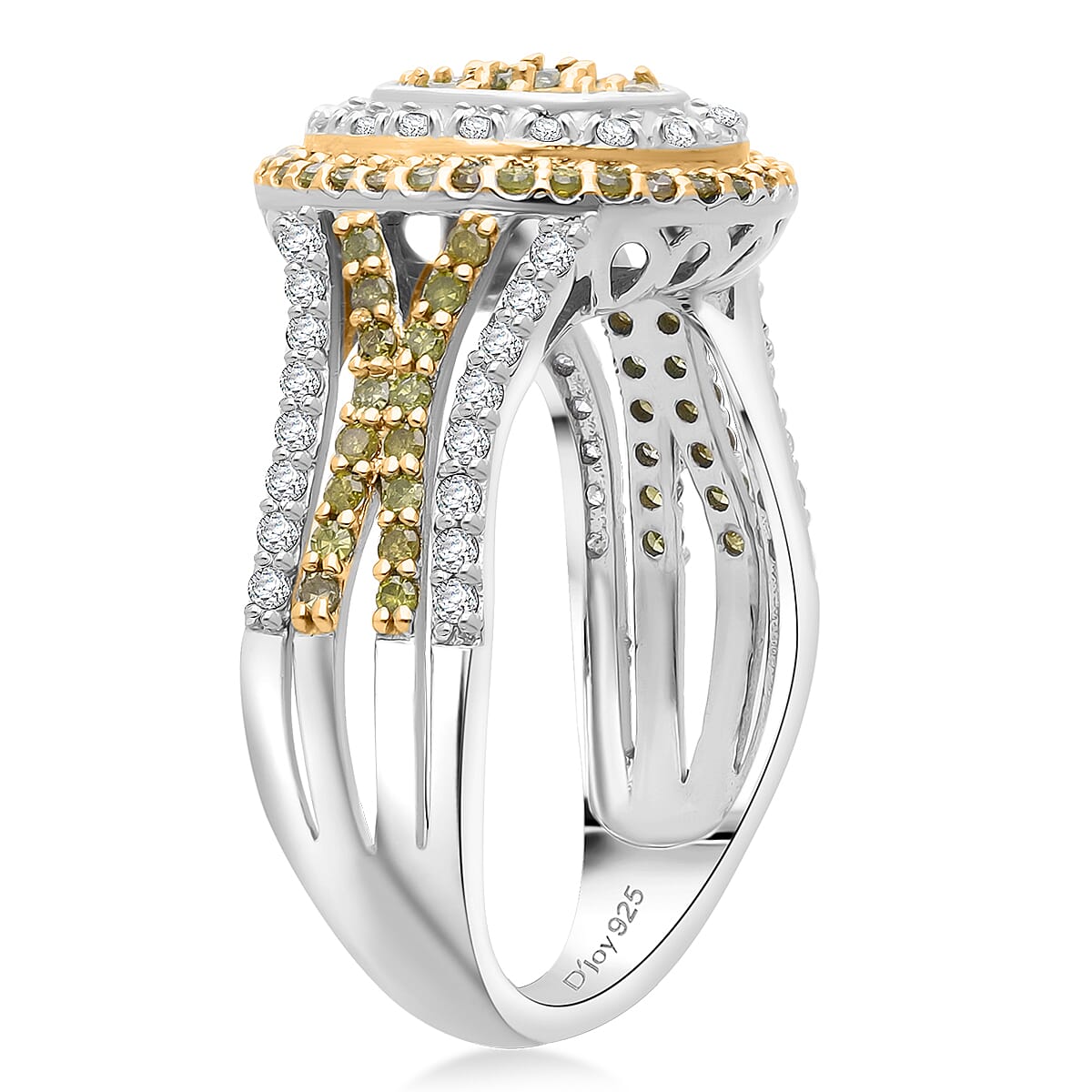 Doorbuster D'Joy Yellow and White Diamond 1.00 ctw Desert Sunrise Ring in Rhodium Over Sterling Silver (Size 7.0) image number 3