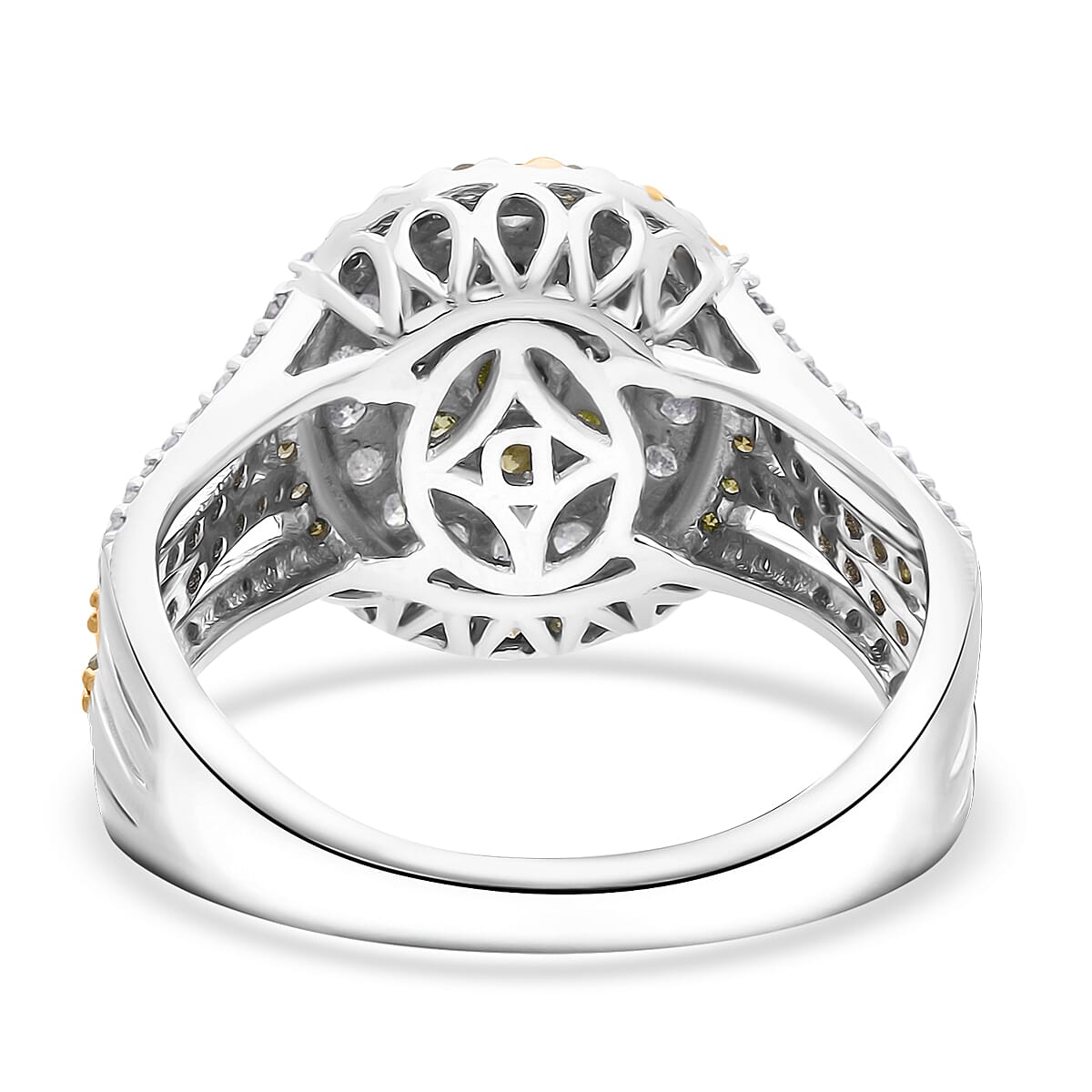  D'Joy Yellow and White Diamond 1.00 ctw Desert Sunrise Ring in Rhodium Over Sterling Silver (Size 8.0) image number 4