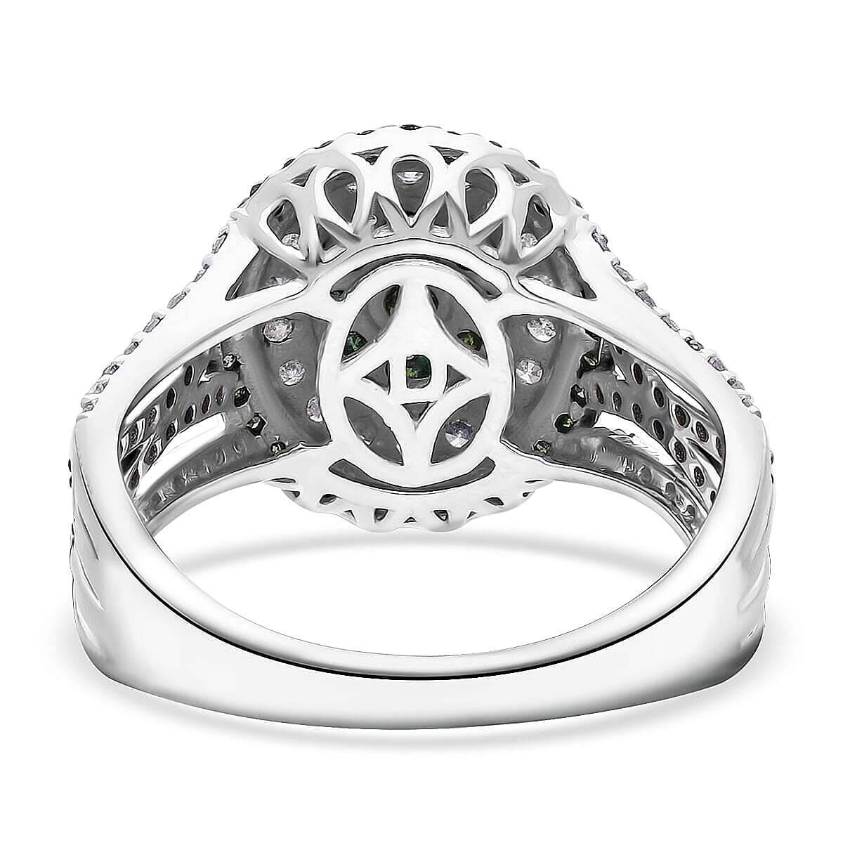  D'Joy Green and White Diamond 1.00 ctw Desert Sunrise Ring in Rhodium Over Sterling Silver (Size 10.0)