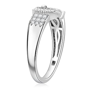  D'Joy Diamond 0.25 ctw Buckle Ring in Rhodium Over Sterling Silver (Size 5.0)