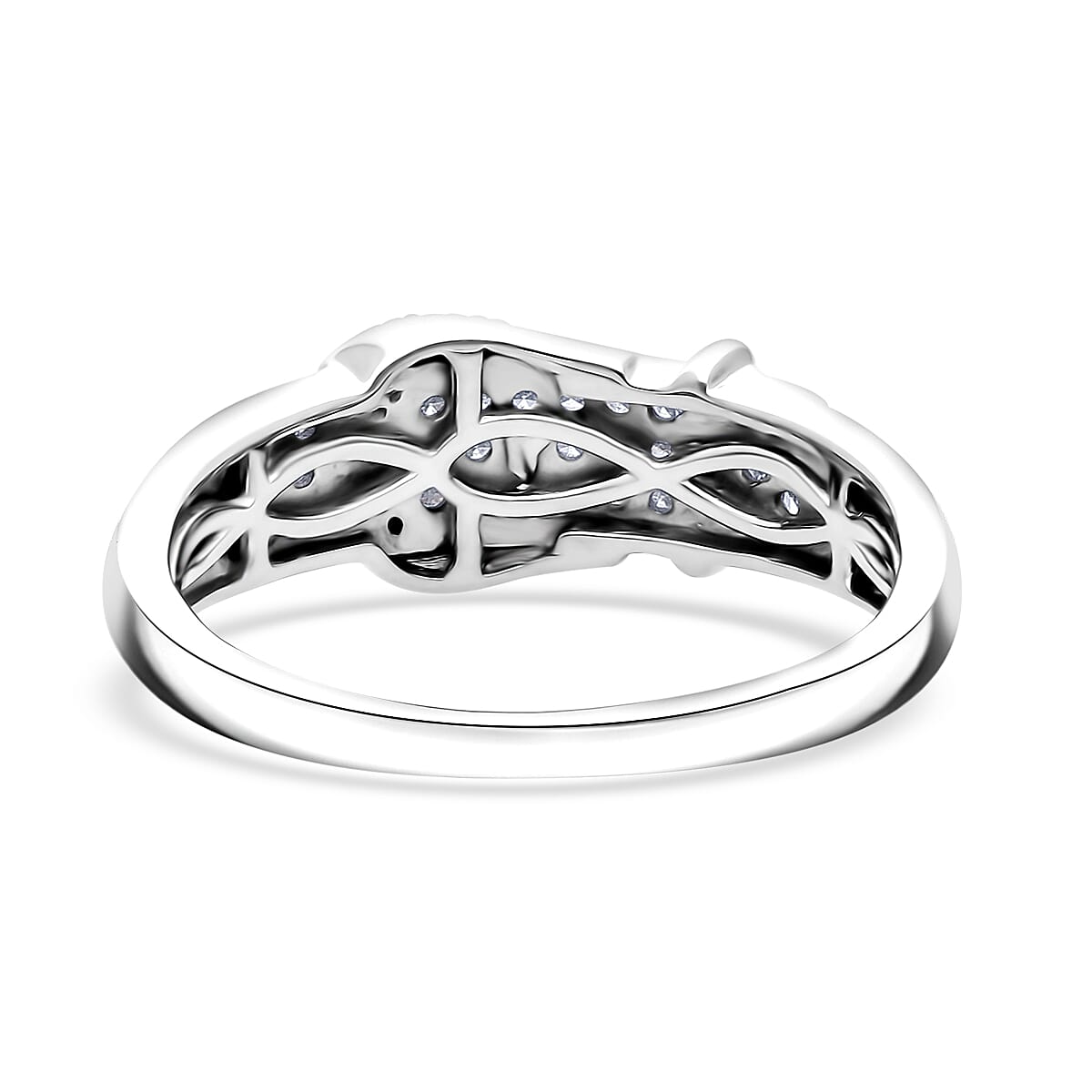  D'Joy Diamond 0.25 ctw Buckle Ring in Rhodium Over Sterling Silver (Size 5.0) image number 3