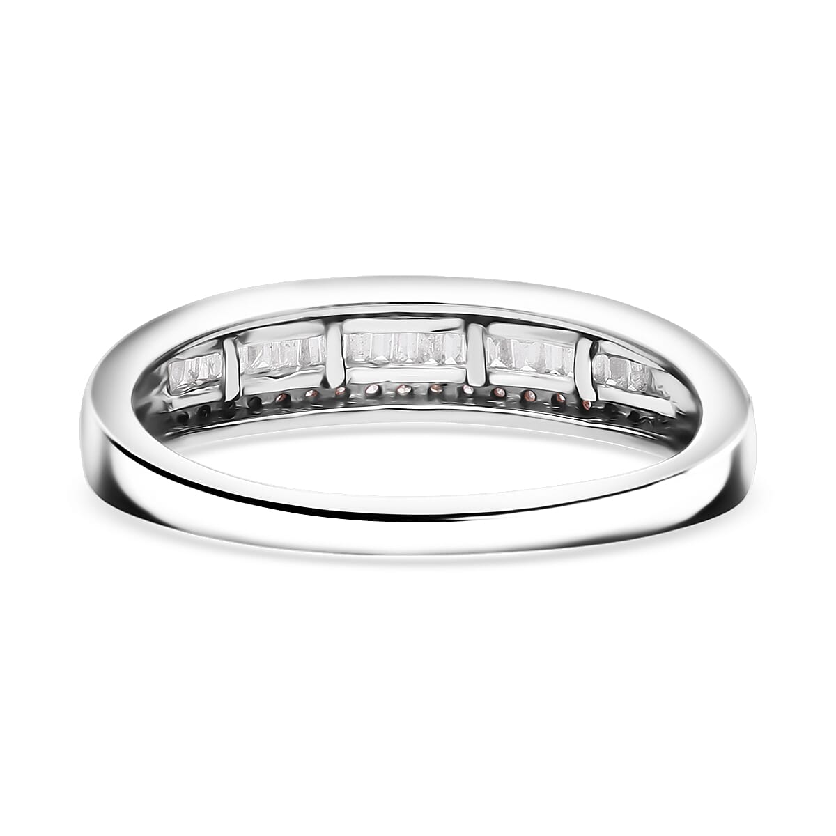 Doorbuster D'Joy Diamond 0.25 ctw Corridor Band Ring in Rhodium Over Sterling Silver (Size 10.0) image number 4
