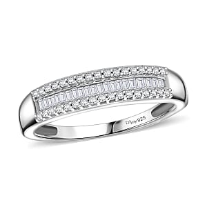 Doorbuster D'Joy Diamond 0.25 ctw Corridor Band Ring in Rhodium Over Sterling Silver (Size 6.0)