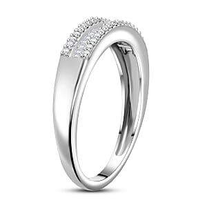  D'Joy Diamond 0.25 ctw Corridor Band Ring in Rhodium Over Sterling Silver (Size 6.0)