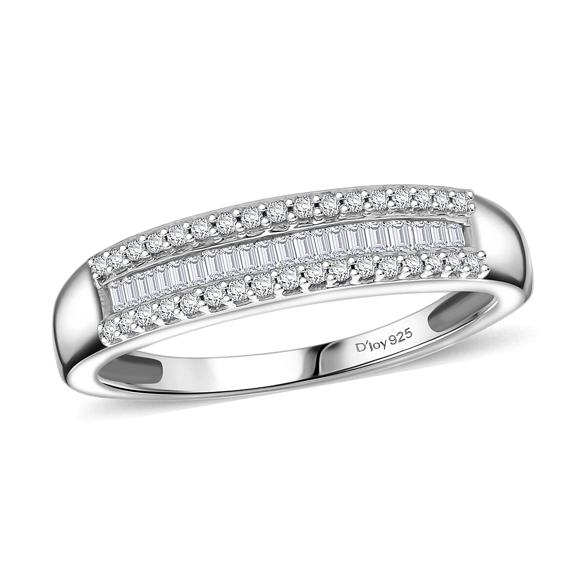 Doorbuster D'Joy Diamond 0.25 ctw Corridor Band Ring in Rhodium Over Sterling Silver (Size 8.0) image number 0