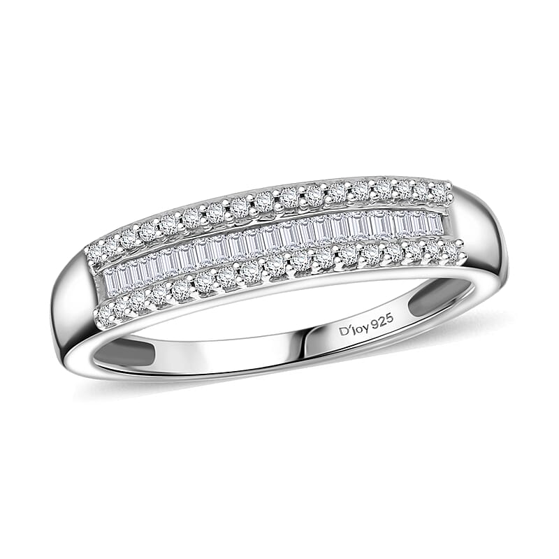 D'Joy Diamond 0.25 ctw Corridor Band Ring in Rhodium Over Sterling Silver (Size 8.0)