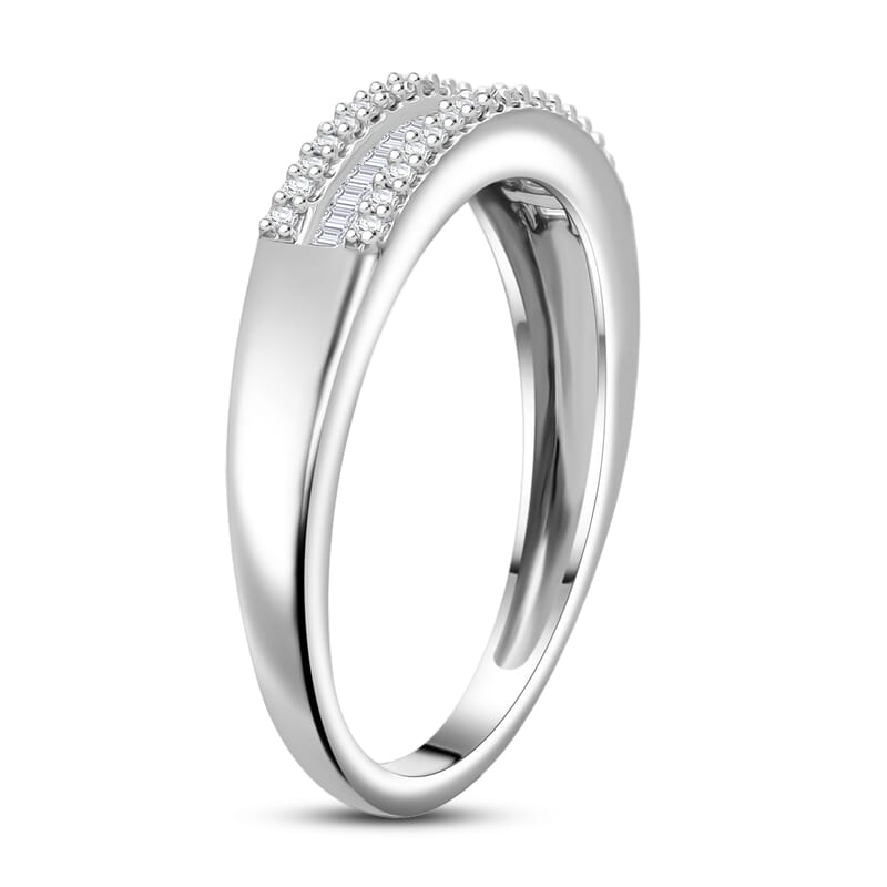 D'Joy Diamond 0.25 ctw Corridor Band Ring in Rhodium Over Sterling Silver (Size 8.0)