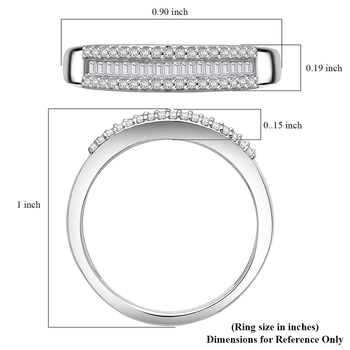D'Joy Diamond 0.25 ctw Corridor Band Ring in Rhodium Over Sterling Silver (Size 8.0)