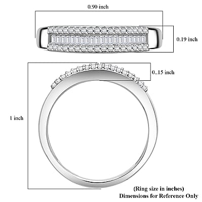 D'Joy Diamond 0.25 ctw Corridor Band Ring in Rhodium Over Sterling Silver (Size 8.0)