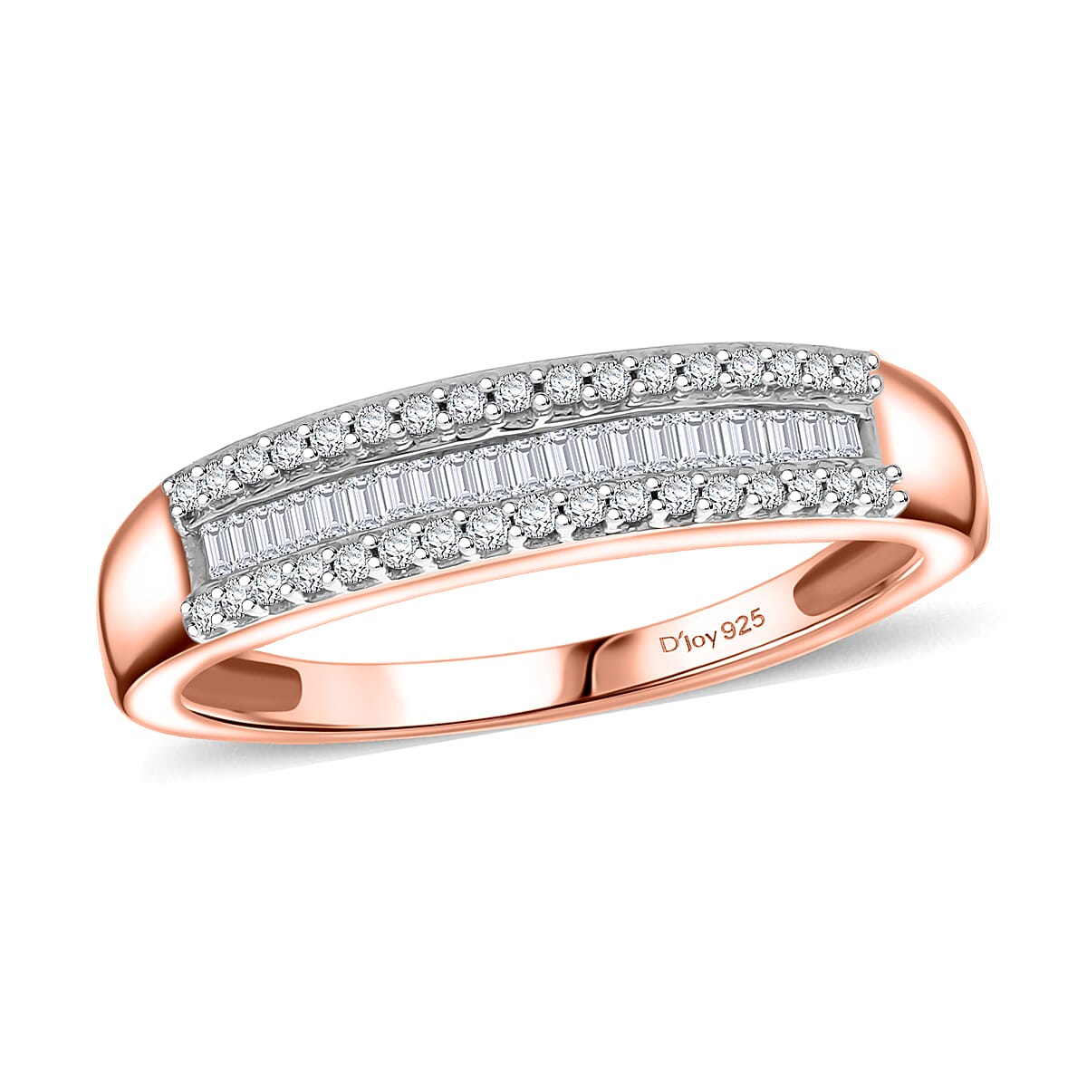  D'Joy Diamond 0.25 ctw Corridor Band Ring in 18K Vermeil Rose Gold Over Sterling Silver (Size 10.0) image number 0