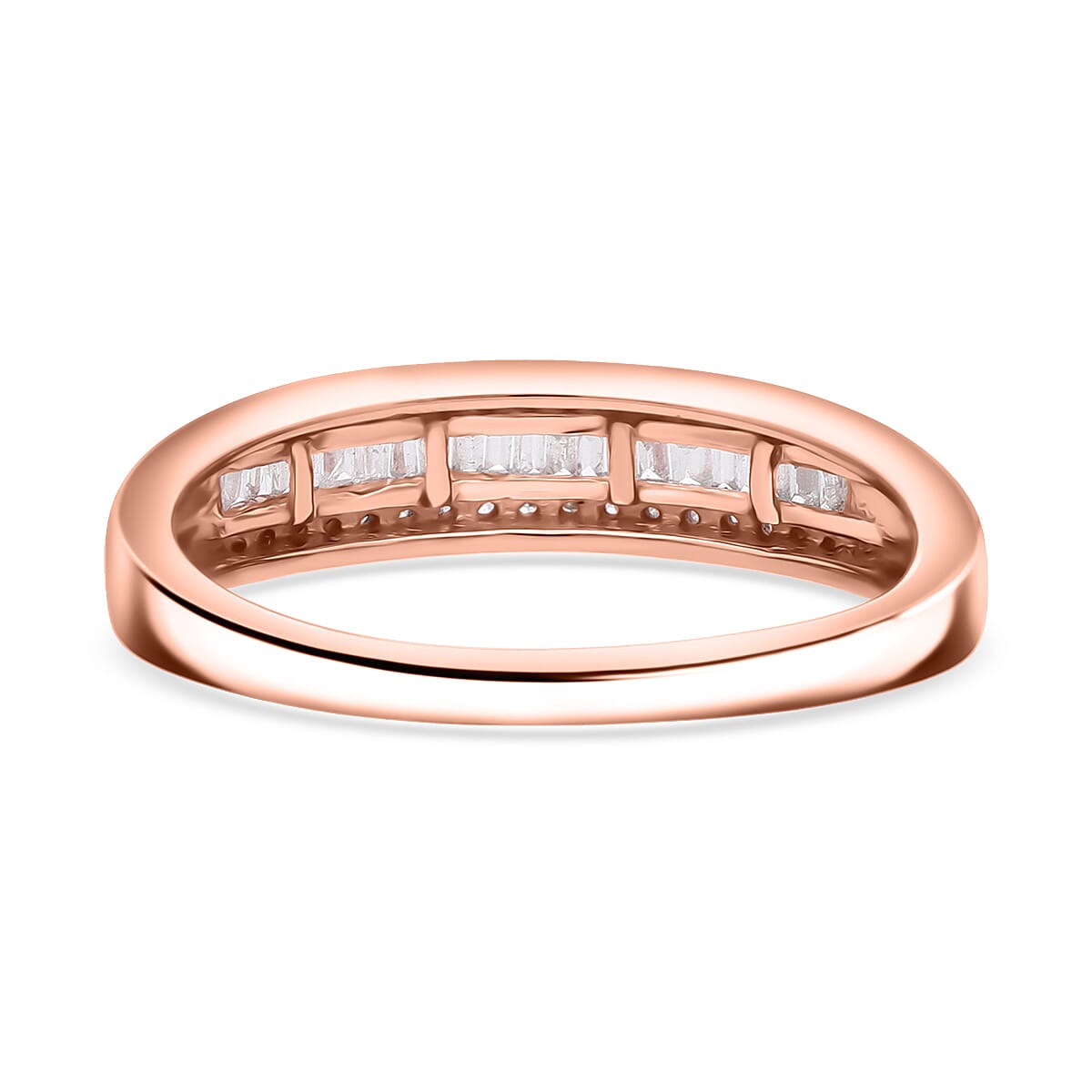 D'Joy Diamond 0.25 ctw Corridor Band Ring in 18K Vermeil Rose Gold Over Sterling Silver (Size 9.0)
