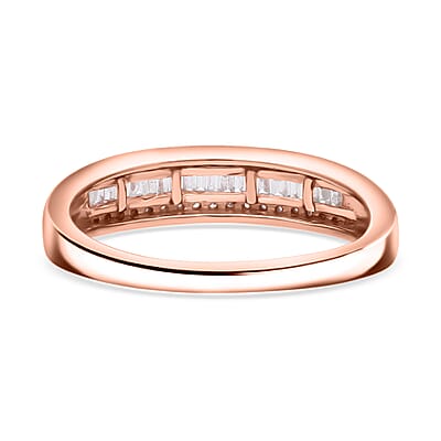 D'Joy Diamond 0.25 ctw Corridor Band Ring in 18K Vermeil Rose Gold Over Sterling Silver (Size 9.0)