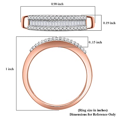 D'Joy Diamond 0.25 ctw Corridor Band Ring in 18K Vermeil Rose Gold Over Sterling Silver (Size 9.0)