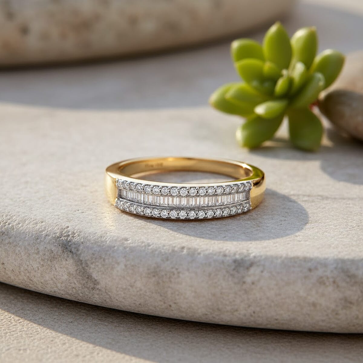 Doorbuster D'Joy Diamond 0.25 ctw Corridor Band Ring in 18K Vermeil Yellow Gold Over Sterling Silver (Size 5.0) image number 1