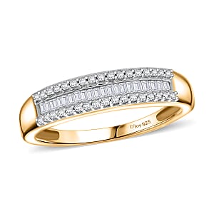 Doorbuster D'Joy Diamond 0.25 ctw Corridor Band Ring in 18K Vermeil Yellow Gold Over Sterling Silver (Size 8.0)